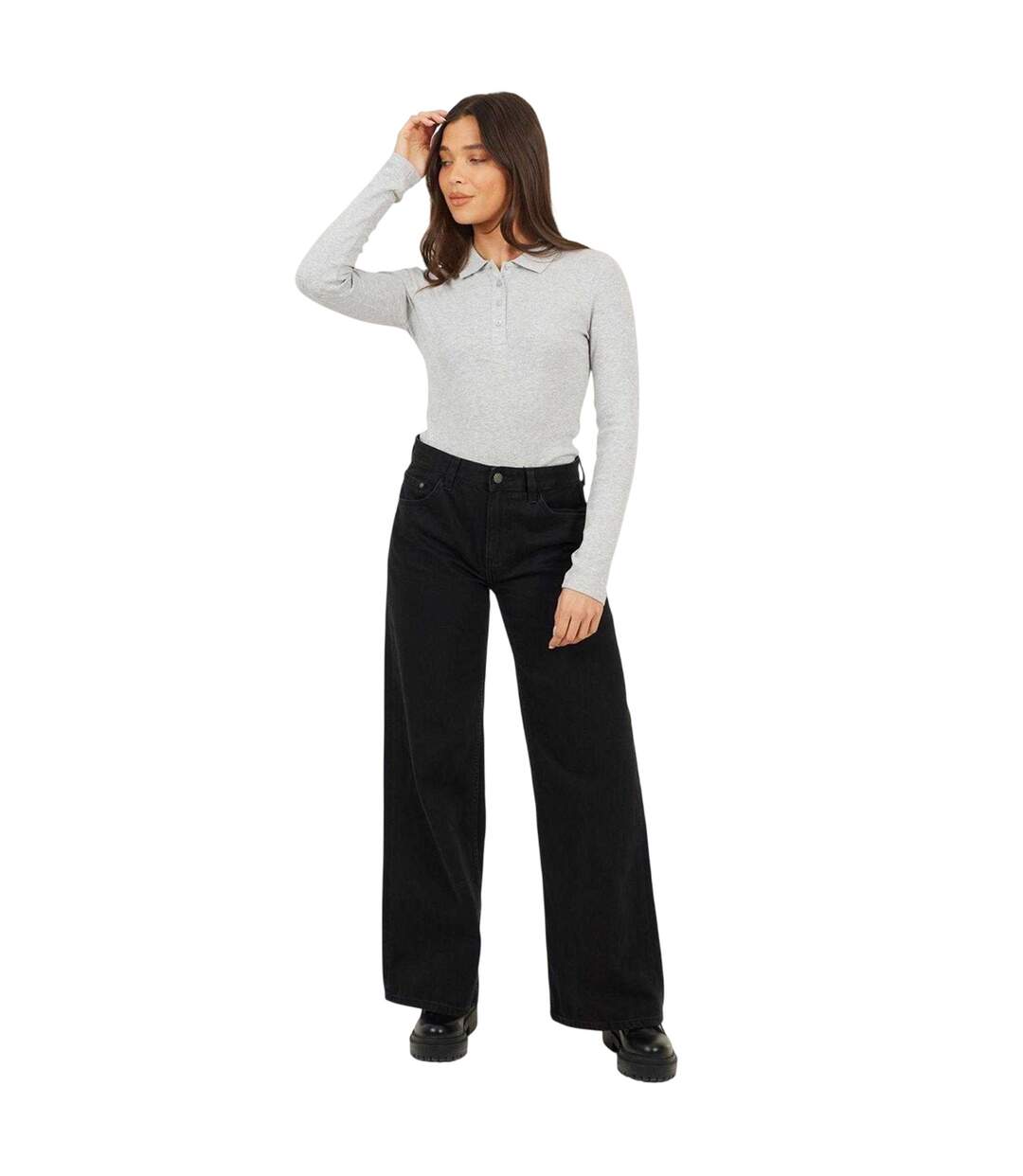Polo Femme Gris Chiné Brave Soul-1