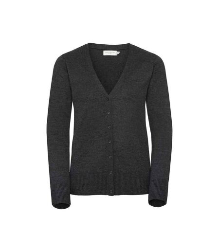 Russell Collection Womens/Ladies Knitted V Neck Cardigan (Charcoal Marl) - UTRW9596