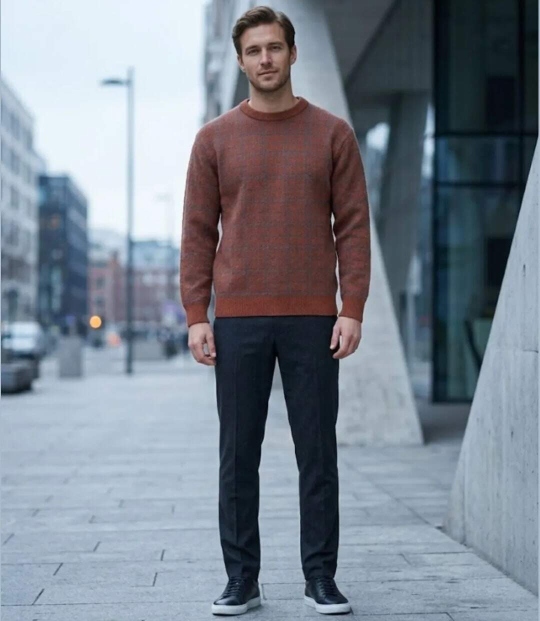 Pull Jacquard MAYFLOWER RH077T - Maille 30% laine Orange Tomette & Acier : confort et style-5