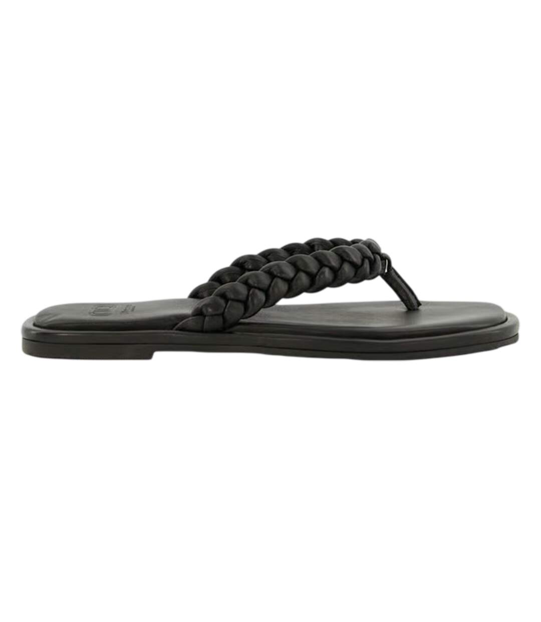 Womens/ladies Toe Post Flat Sandals Black Dune London-1