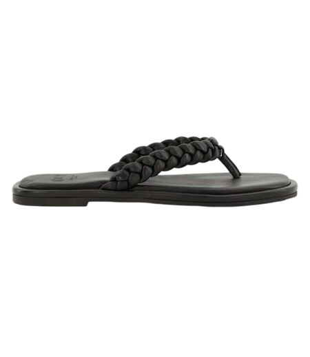 Womens/ladies Toe Post Flat Sandals Black Dune London