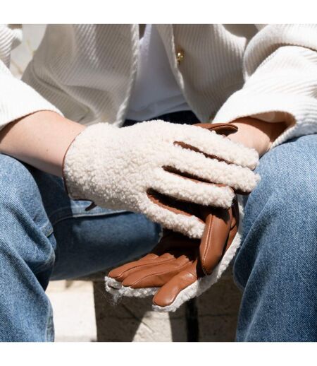 Isotoner Gants femme tactiles en cuir d'agneau pleine fleur - doublés chaud