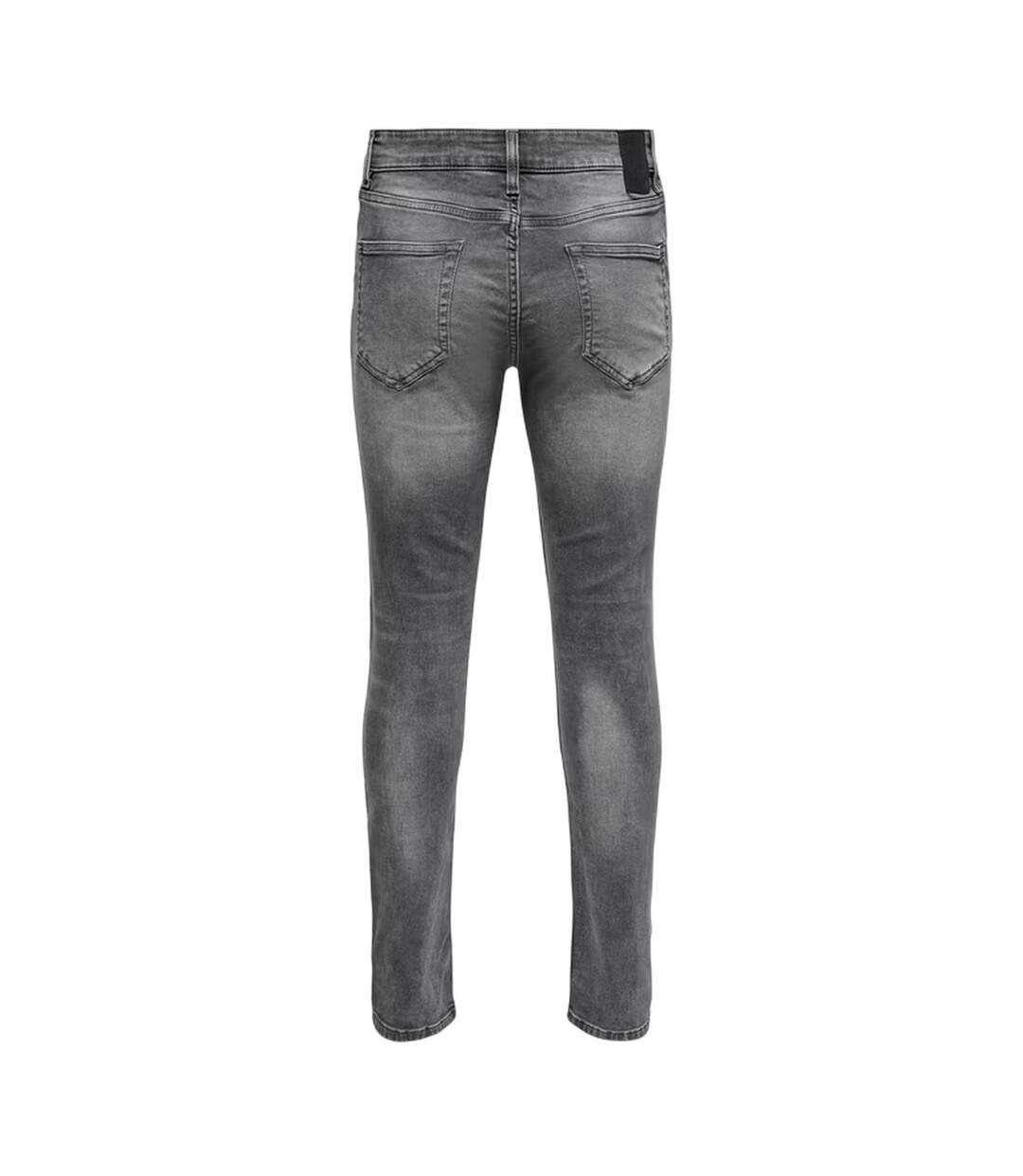 Mens 5 Pockets Slim Jeans Grey Only-3
