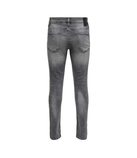 Mens 5 Pockets Slim Jeans Grey Only