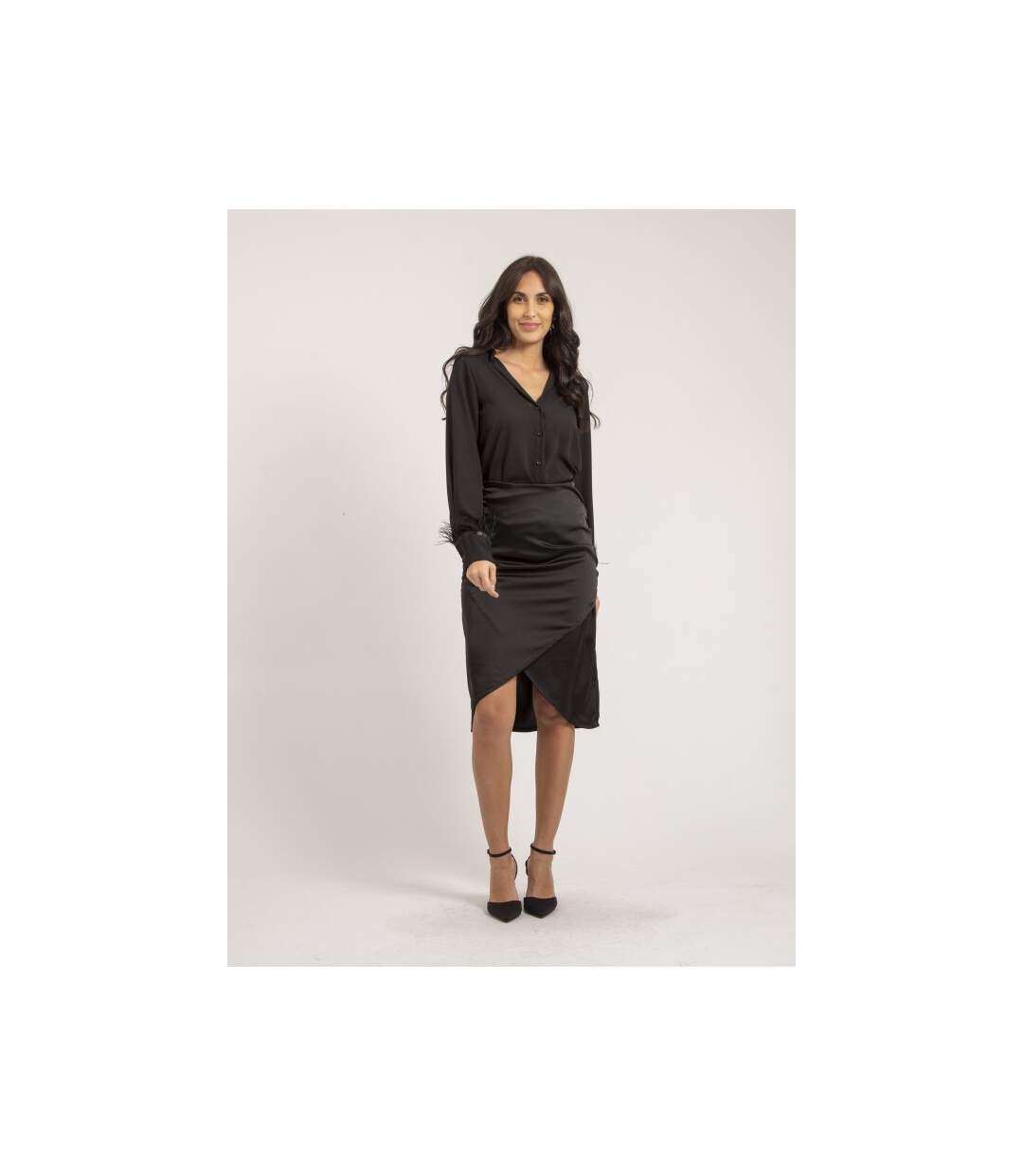 Jupe mi-longue satin XARENA - Dona X Lisa-4