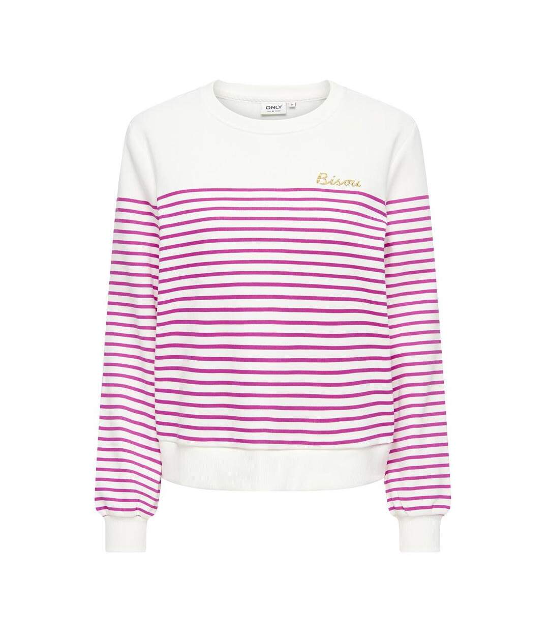 Sweat blanc/fushia femme only bine-1