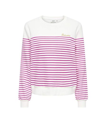 Sweat blanc/fushia femme only bine
