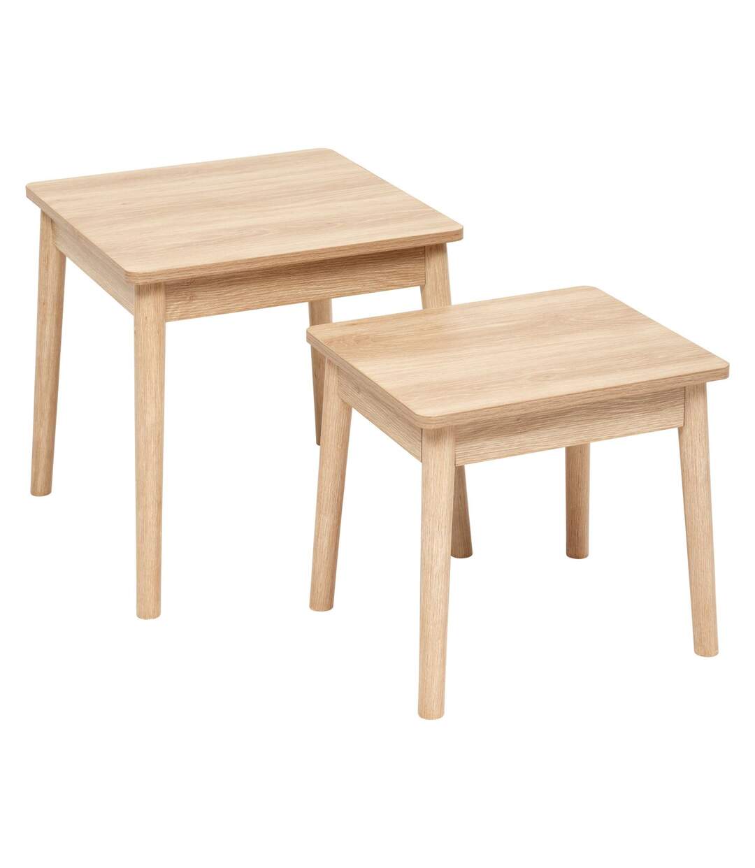Ensemble de 2 tables à café gigognes effet bois naturel ABANA - Beige-1