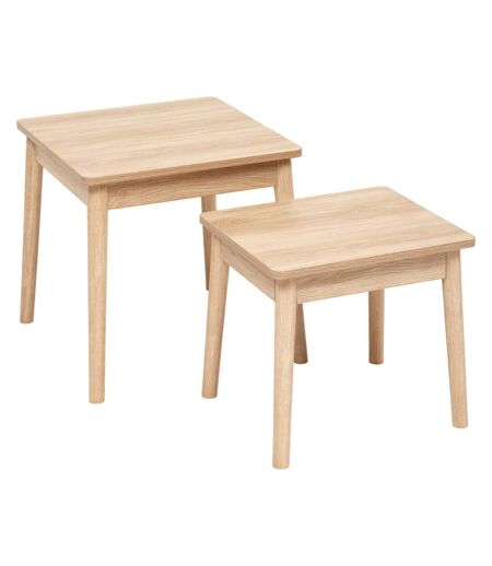 Ensemble de 2 tables à café gigognes effet bois naturel ABANA - Beige