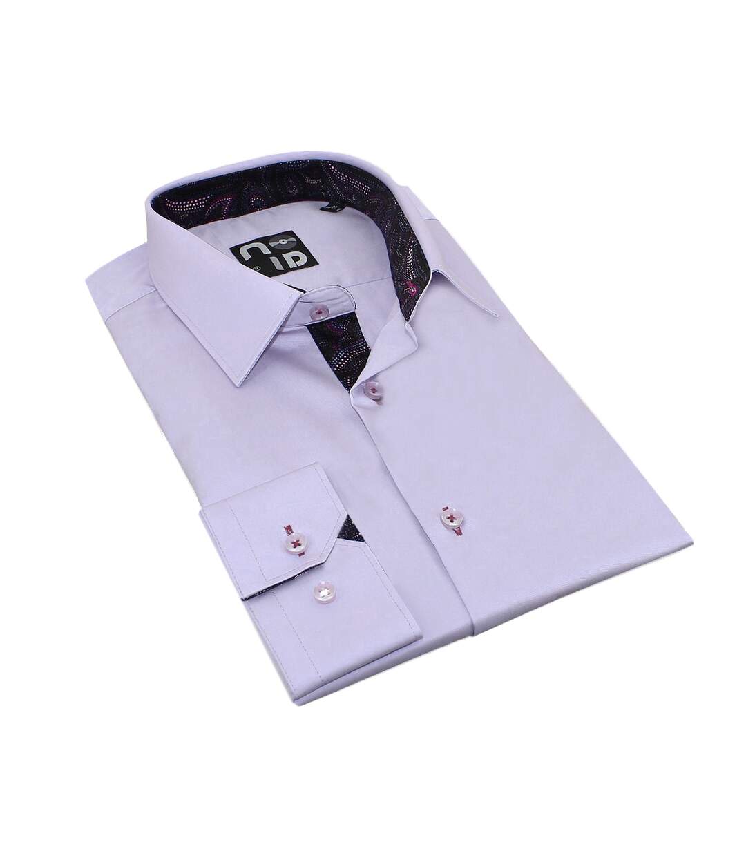 Chemise cintrée homme ajustée col italien lilas Tom-2