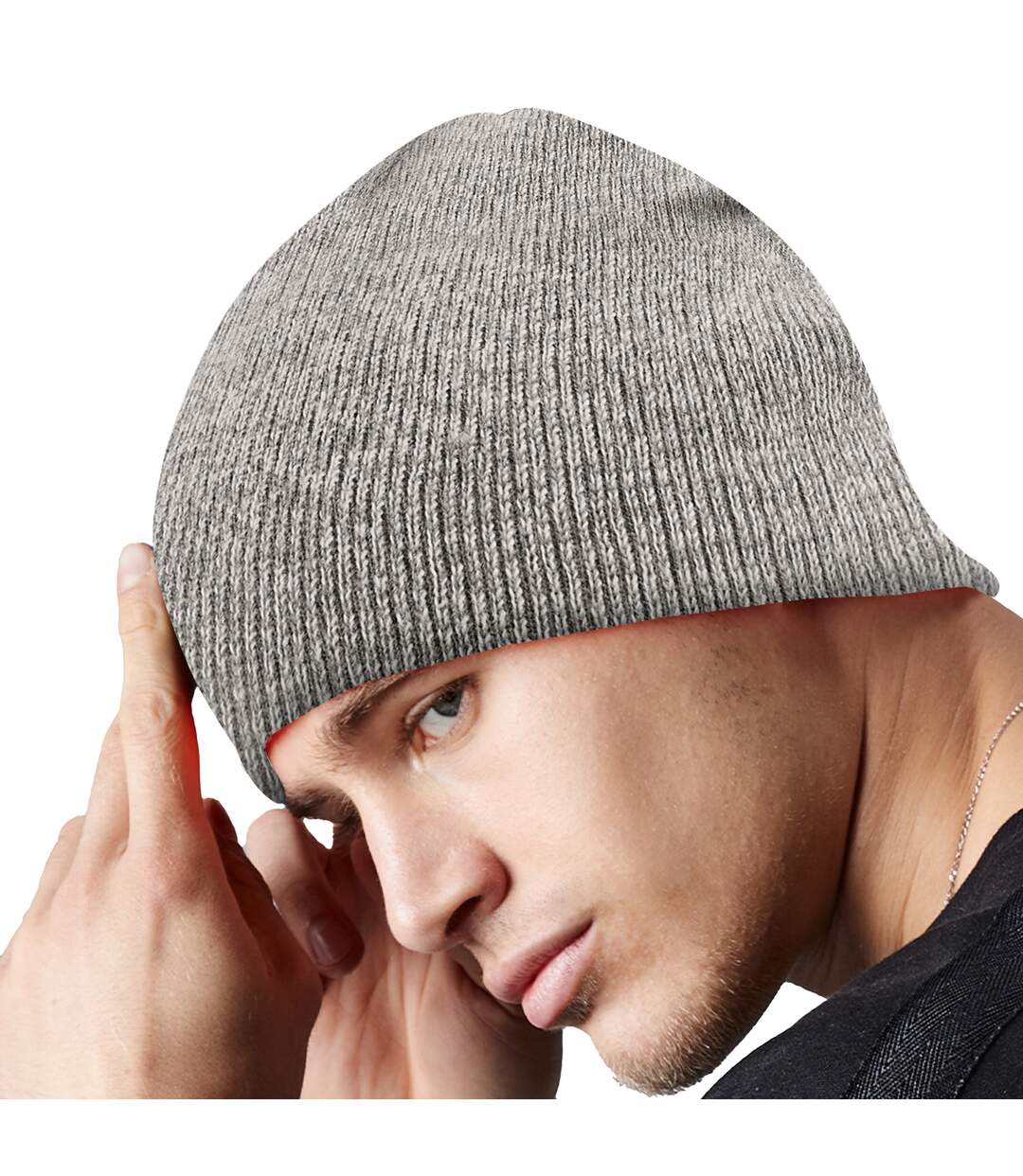 Beechfield Plain Basic Knitted Winter Beanie Hat (Heather Grey) - UTRW209-3