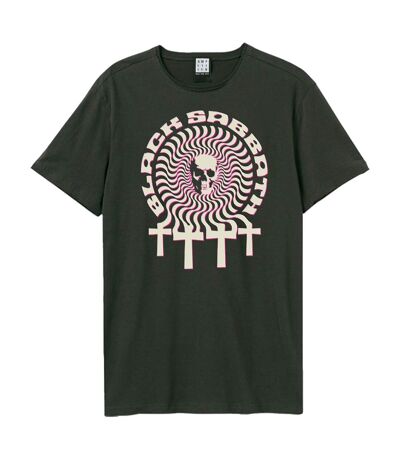 Unisex Adult Psychadelic Cross Black Sabbath T-shirt Charcoal Amplified