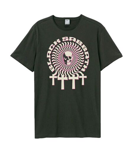 Unisex Adult Psychadelic Cross Black Sabbath T-shirt Charcoal Amplified