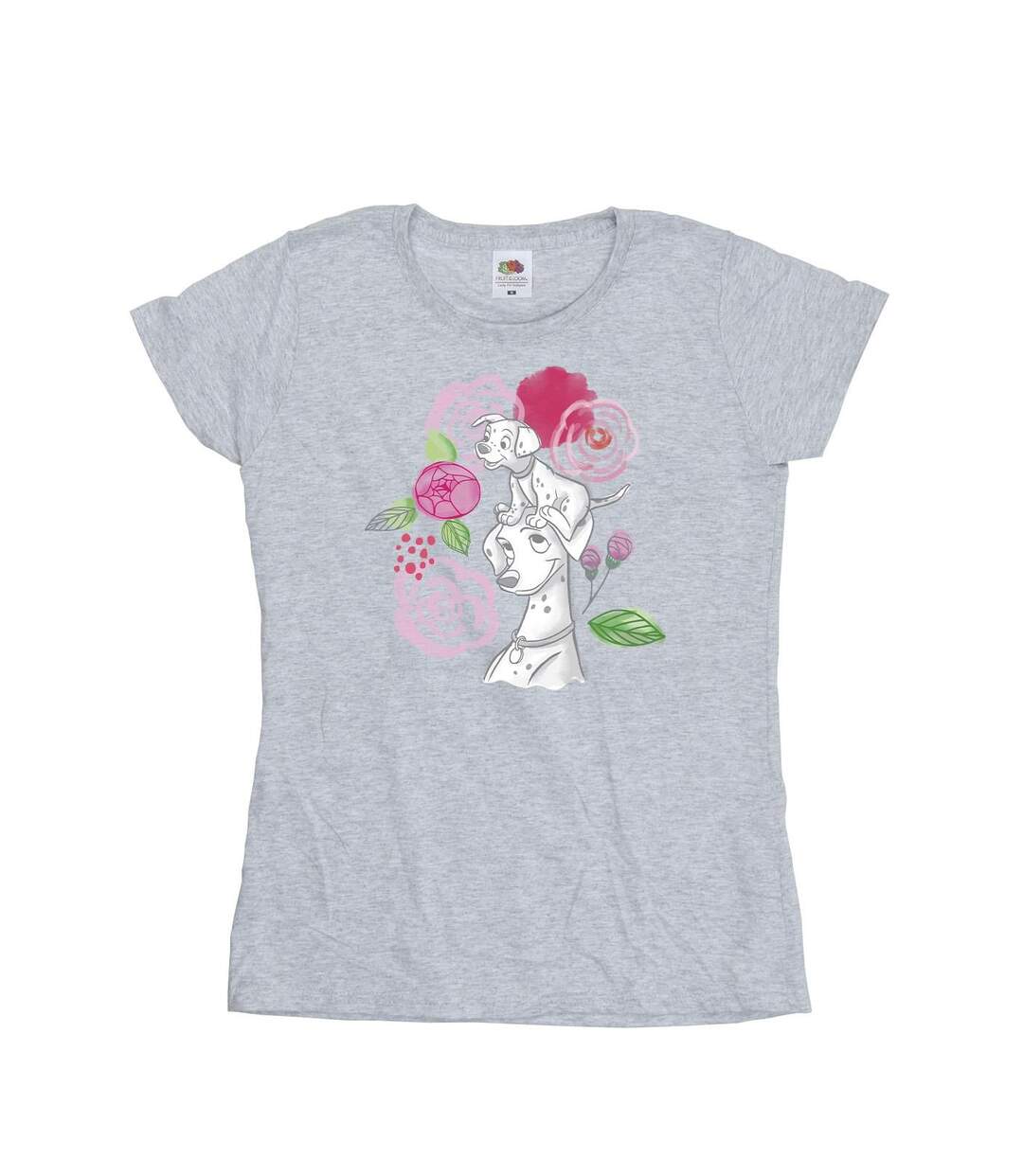 Disney T-shirt en coton 101 Dalmatians Flowers - Femmes/Dames (Gris sportif) - UTBI23011-1