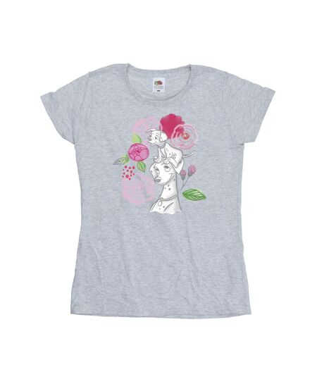 Disney T-shirt en coton 101 Dalmatians Flowers - Femmes/Dames (Gris sportif) - UTBI23011