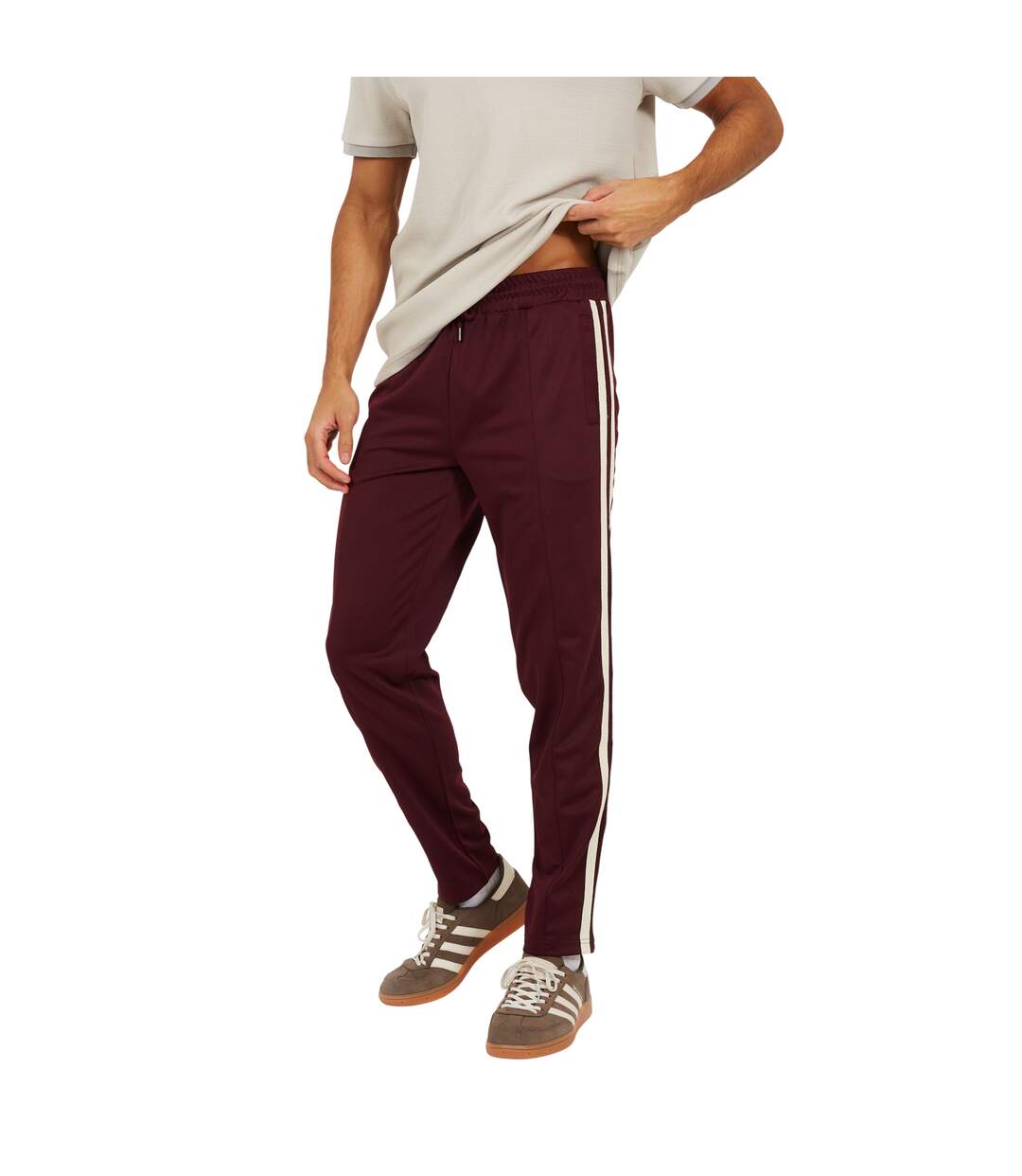 Pantalon De Jogging Motif/style Rayure Latérale Homme Bordeaux Brave Soul-2