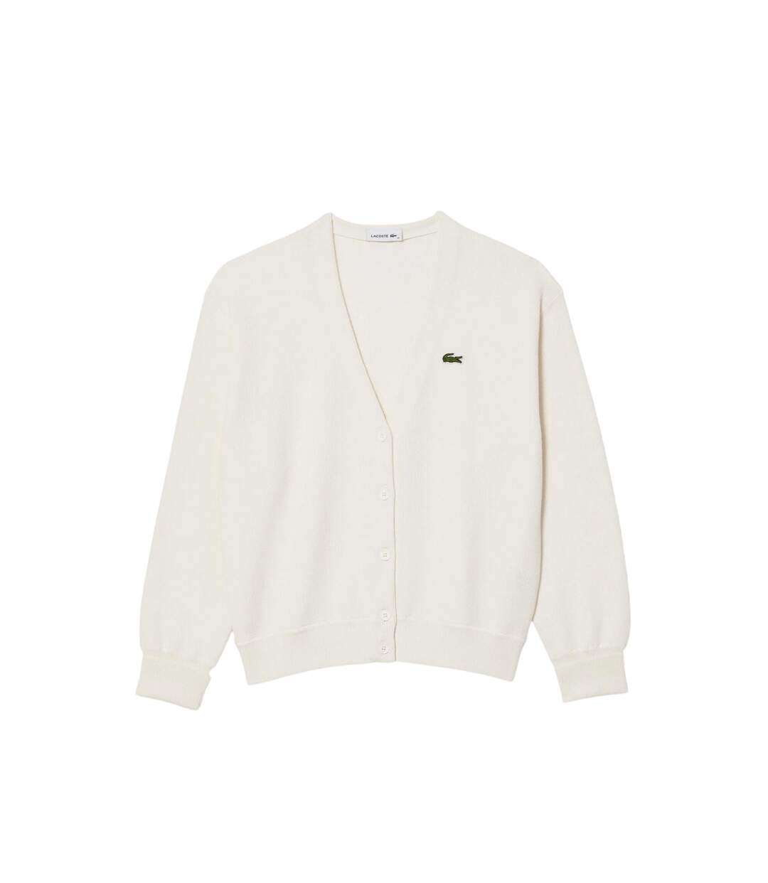 Womens/ladies V Neck Relaxed Fit Cardigan White Lacoste-2