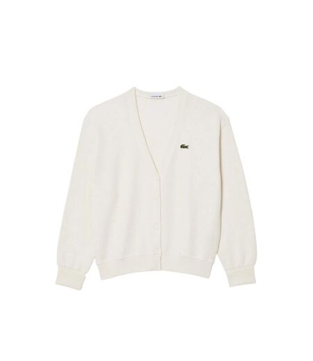 Womens/ladies V Neck Relaxed Fit Cardigan White Lacoste