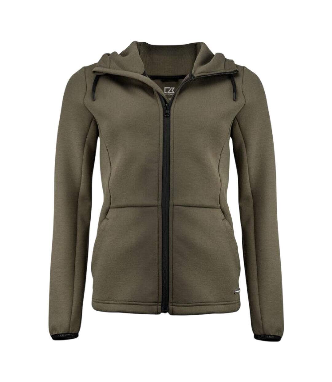 Womens/ladies Pemberton Lightweight Full Zip Hoodie Ivy Green Cutter & Buck-1