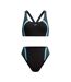 Womens/ladies Quantum Splice Ribbed Two-piece Swimsuit Black Light Blue Speedo-1