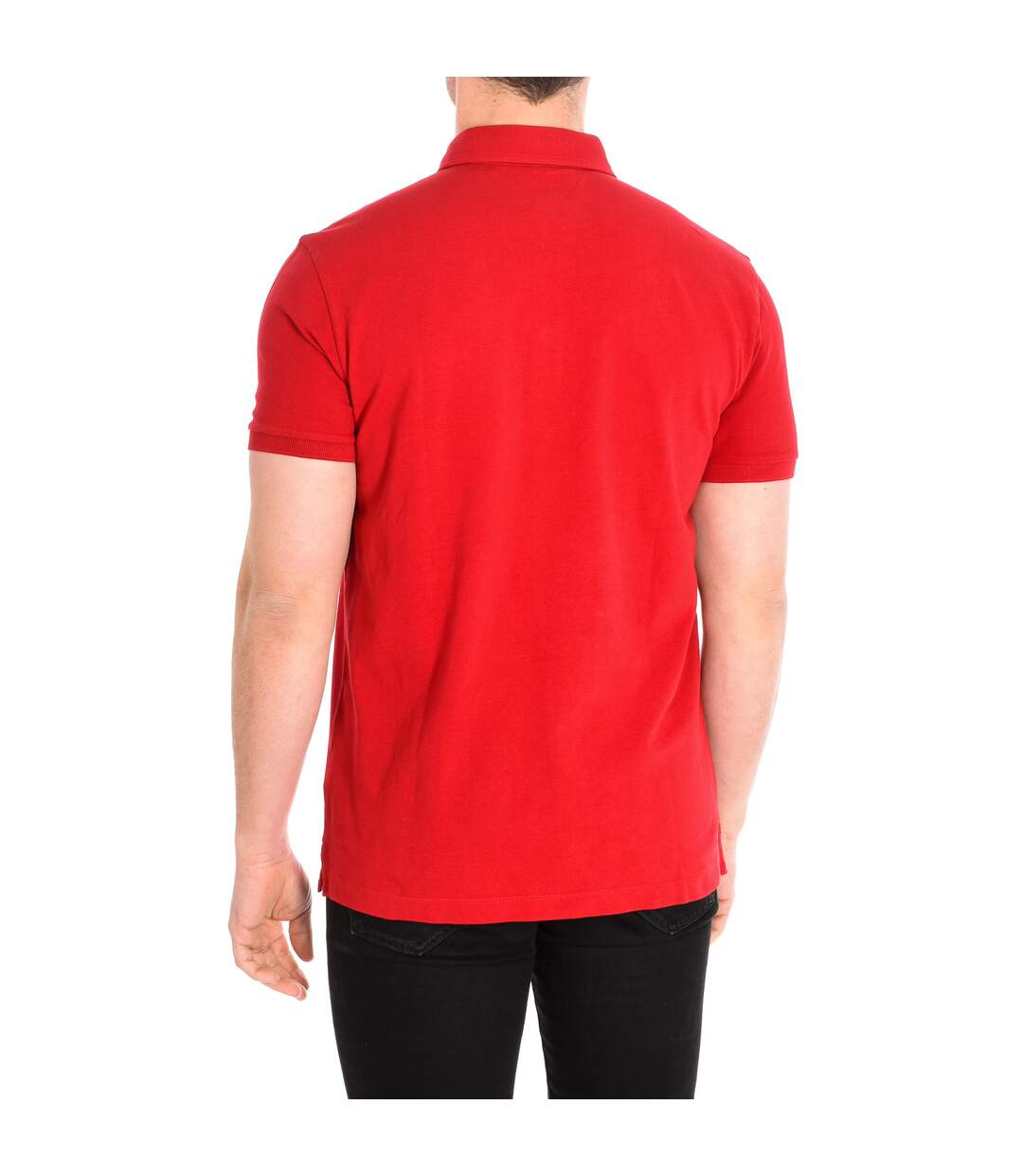 Short sleeve polo shirt with lapel collar RED man