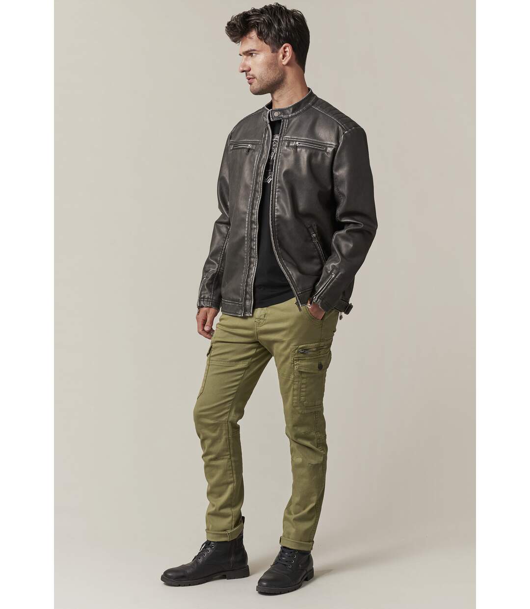 Veste rock en similicuir pour homme CONDOR