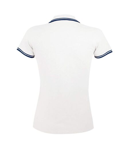 Polo manches courtes pasadena femme blanc/bleu marine SOLS