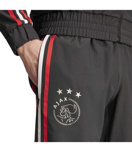 Mens Ajax Amsterdam Tracksuit Bottoms Black Red White Adidas