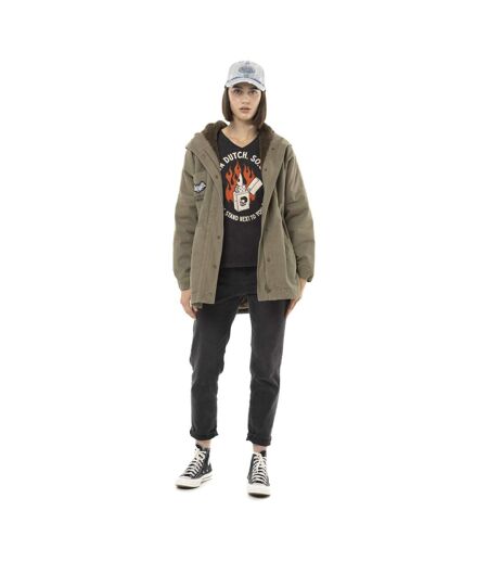Veste femme à capuche doublée fausse fourrure avec patchs Sahaca Vondutch