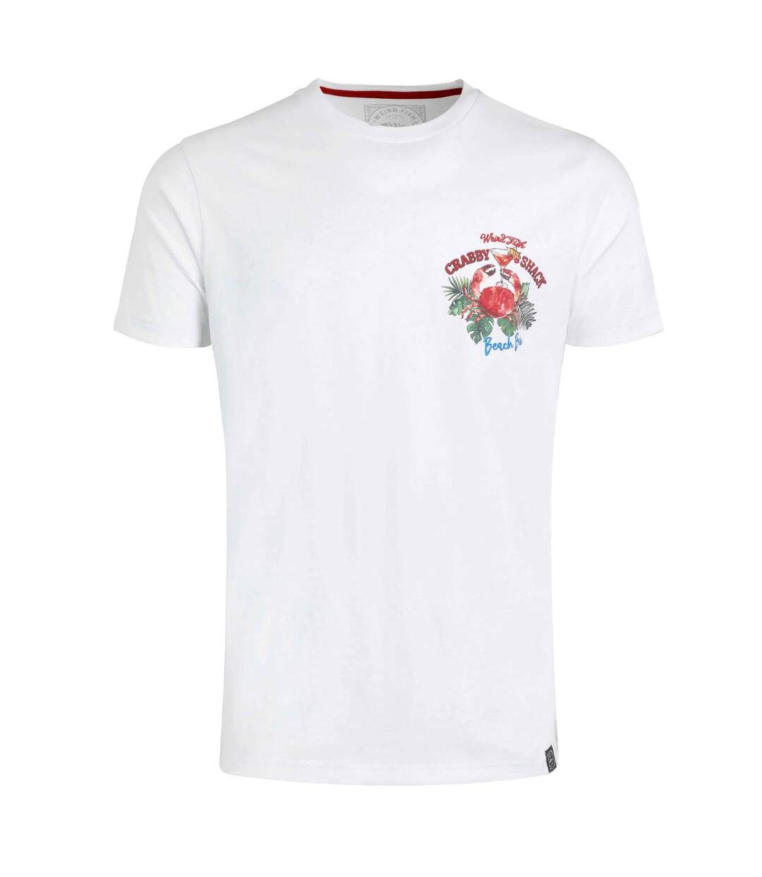 Mens crabby shack back print t-shirt white Weird Fish-1