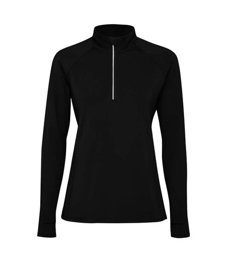 Womens/ladies estambul quarter zip long-sleeved sweatshirt solid black Roly