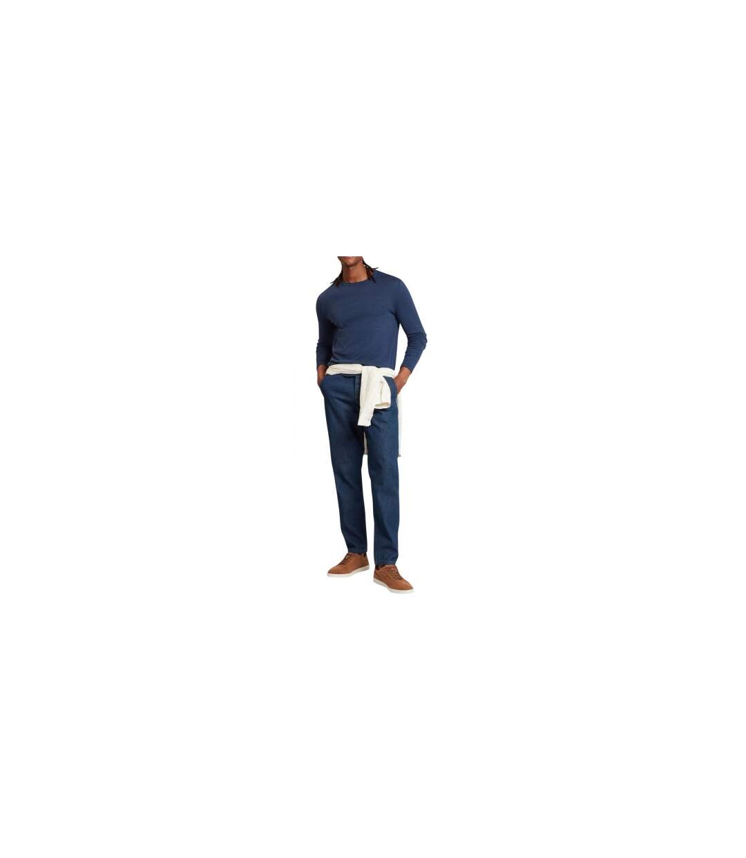 Mens Linen Blend Crew Neck Jumper Mid Navy Ted Baker-1