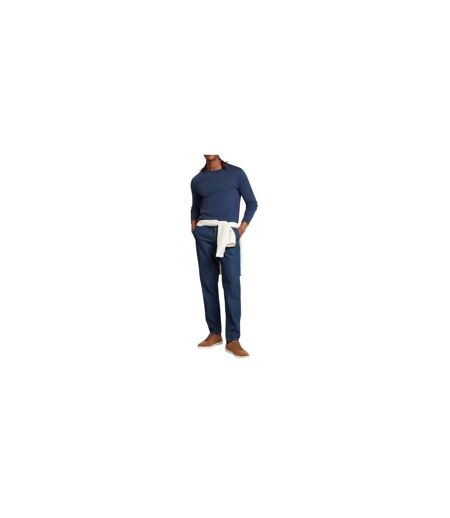 Mens Linen Blend Crew Neck Jumper Mid Navy Ted Baker