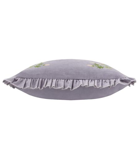 Hettie velvet embroidered cushion cover 45cm x 45cm lilac Furn
