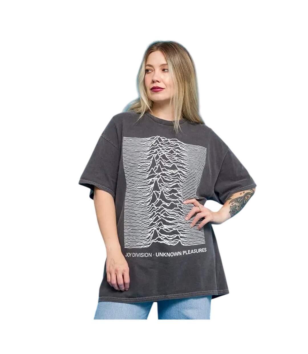 T-shirt Unknown Pleasures Adulte Noir Charbon Joy Division-1