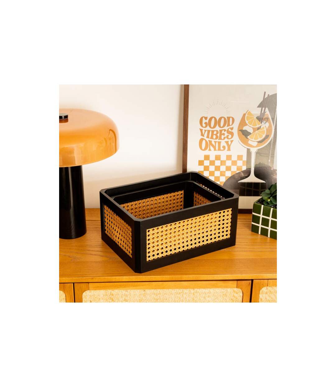 Lot de 2 Cagettes Cannage Family Corner 35cm Noir-5