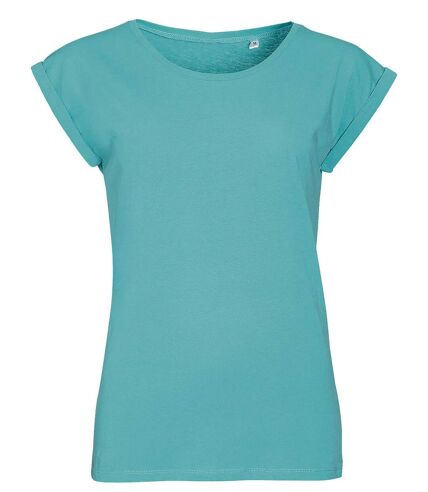 T-shirt manches courtes col rond - Femme - 01406 - bleu caraibe