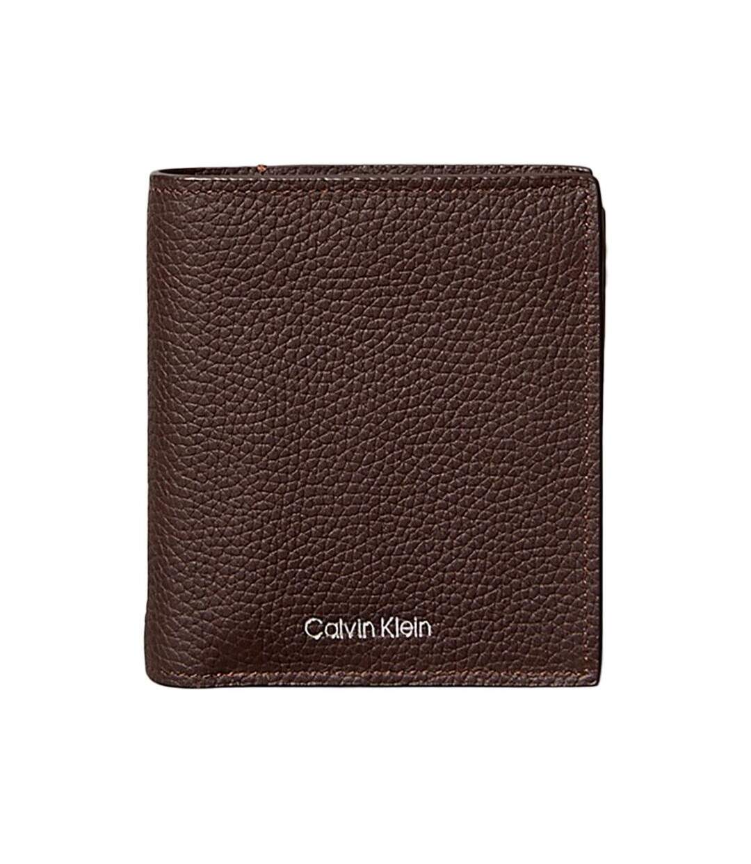 Portefeuille marron homme calvin klein jeans foil emboss-1