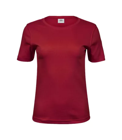 Womens/ladies Interlock T-shirt Deep Red Tee Jays