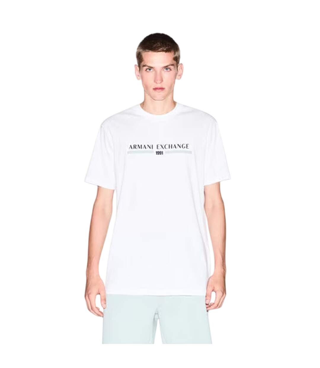 T-shirt Motif/style Linéaire Homme Blanc Cassé Armani Exchange-4