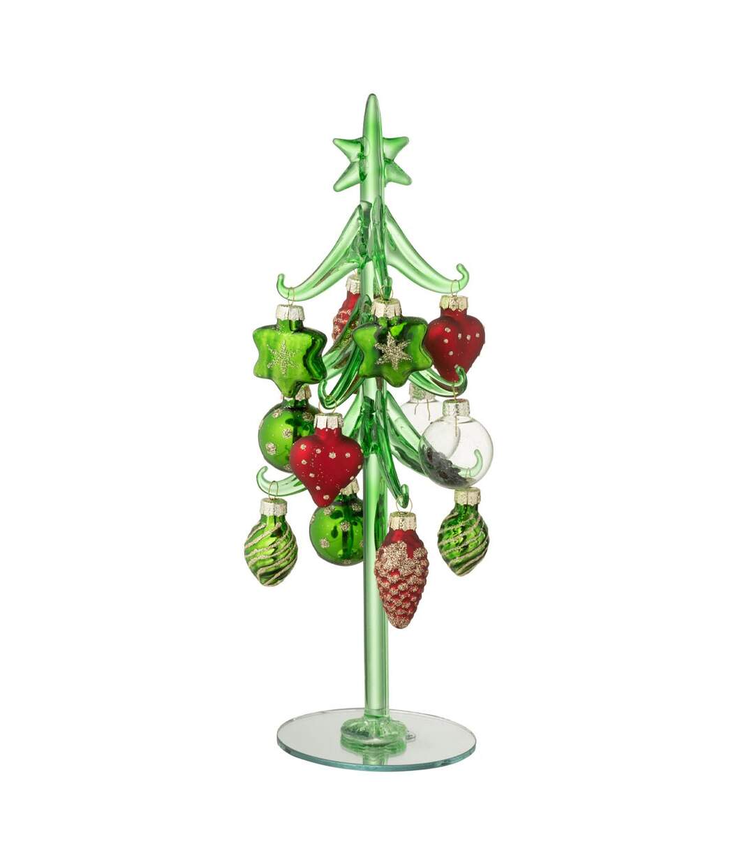 Sapin de Noël en Verre Boules 26cm Vert-1