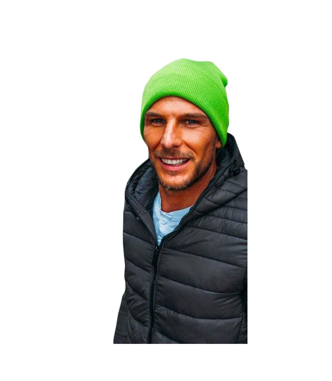 Bonnet avec revers wind mixte vert fluo Atlantis