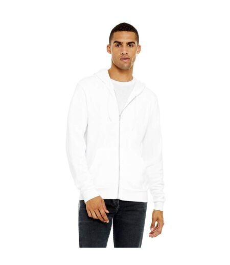 Bella + Canvas Adults Unisex Full Zip Hoodie (White)