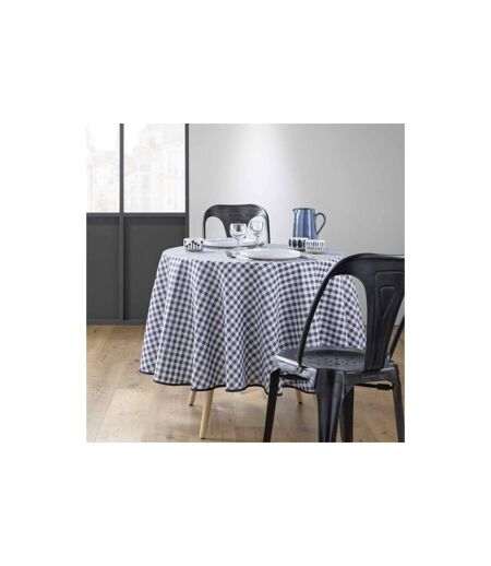 Nappe Ronde Antitache Imprimé Vichy 180cm Bleu