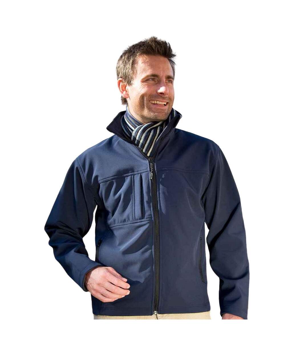 Mens classic soft shell jacket navy Result-2