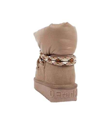 Womens/ladies Sheepskin Platform Winter Snow Boots Dark Brown Franklin