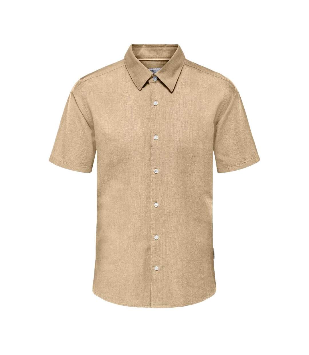 Chemise manches courtes beige homme only & sons cantley - m-1
