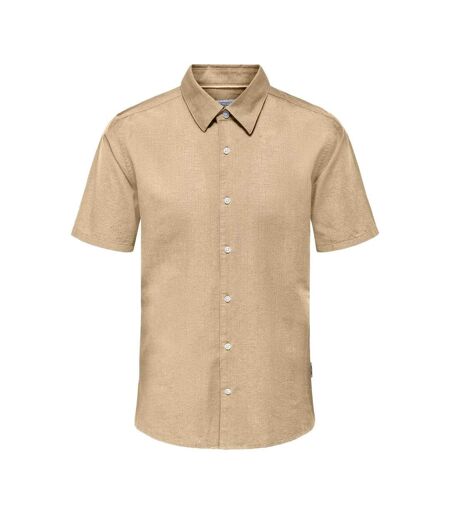 Chemise manches courtes beige homme only & sons cantley - m