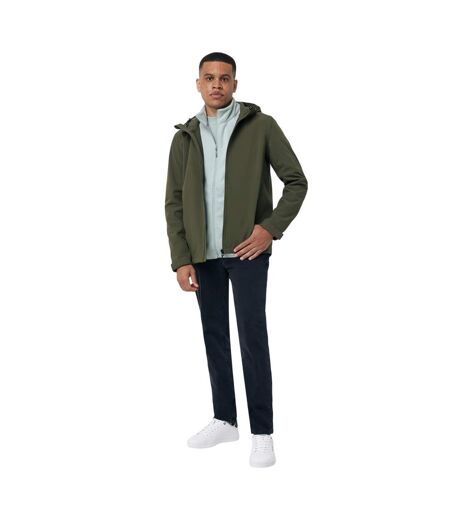 Mens makalu recycled polyester soft shell jacket khaki green Iqoniq