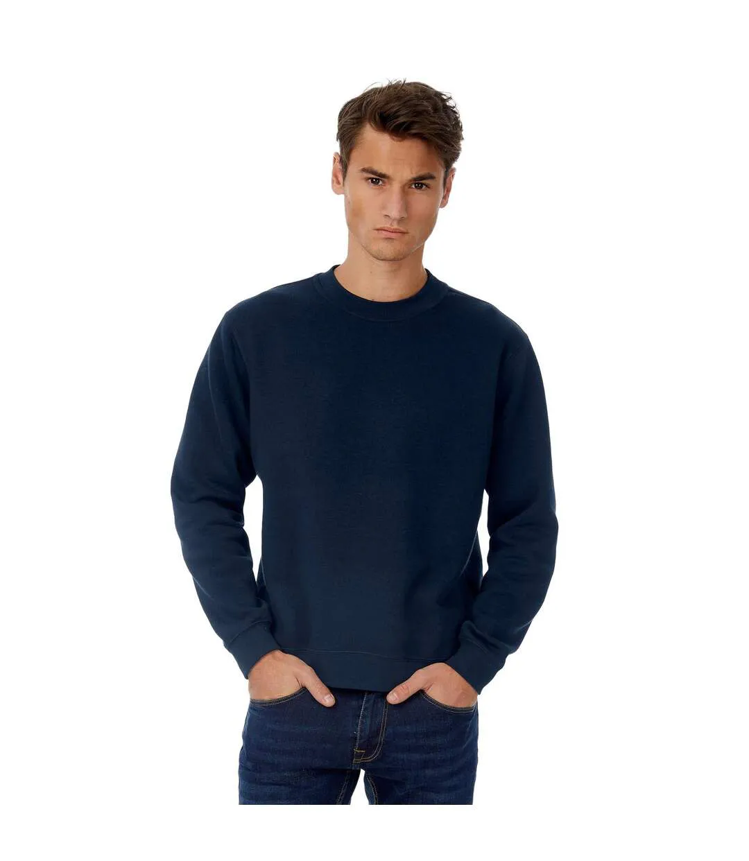 Sweatshirt À Manches Longues Pour Hommes Bleu Marine B&C-1